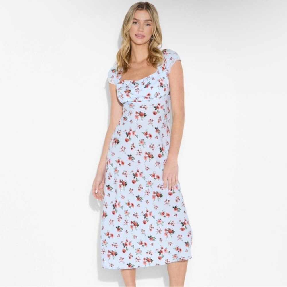 Bundle to Save Money! Wild Fable Blue & Pink Floral Print Women's Midi Dress.
